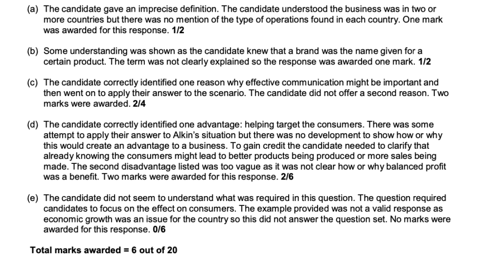 ECR Paper 1 Business Studies 0450